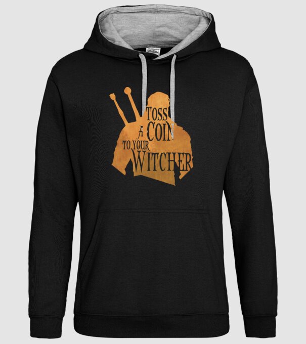 Toss a Coin to your Witcher model negru pe tricou