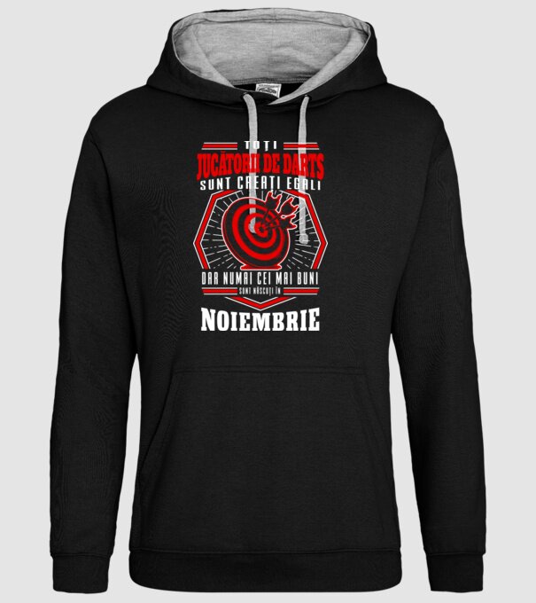 Toți jucătorii de darts sunt creați egali, dar numai cei mai buni sunt născuți în noiembrie. model negru pe tricou