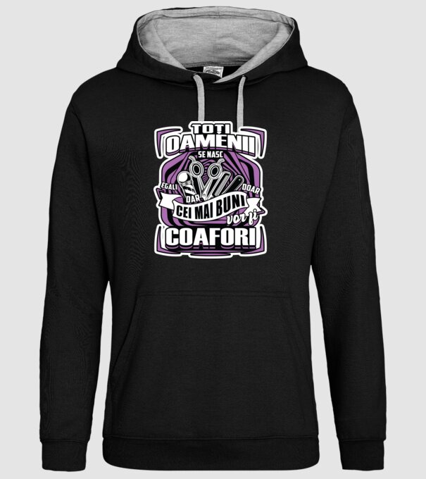Toți oamenii coafori model negru pe tricou