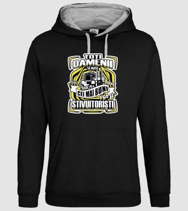 Toți oamenii stivuitoriști model negru pe tricou