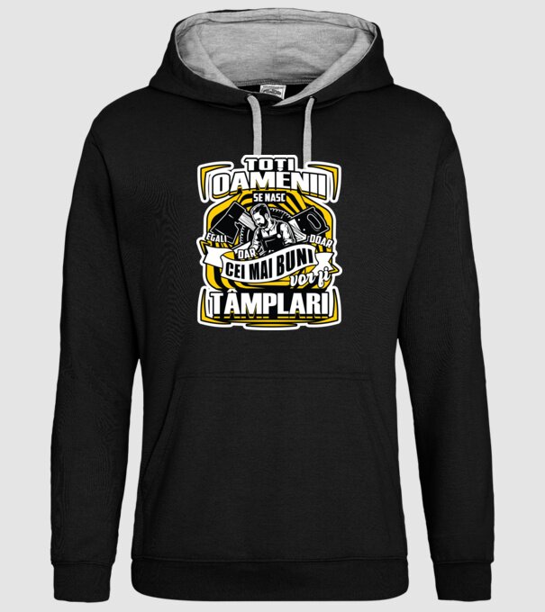 Toți oamenii tâmplari model negru pe tricou