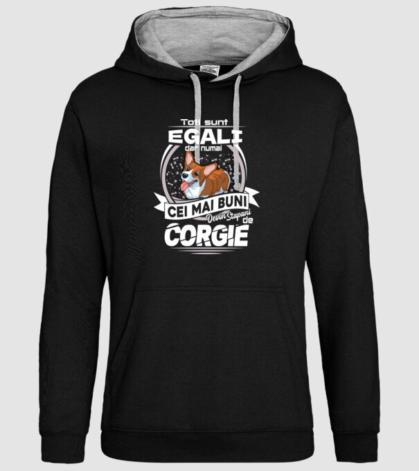 Toți sunt egali, dar numai cei mai buni devin stăpâni de corgie lght model negru pe tricou