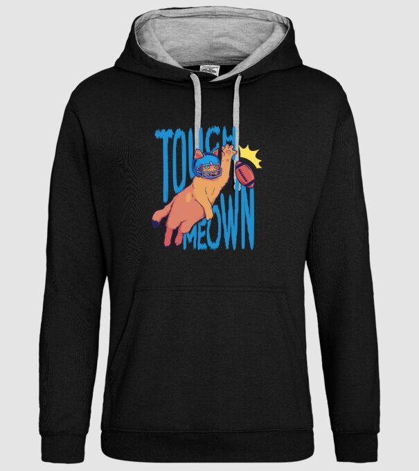 Touch Meow model negru pe tricou