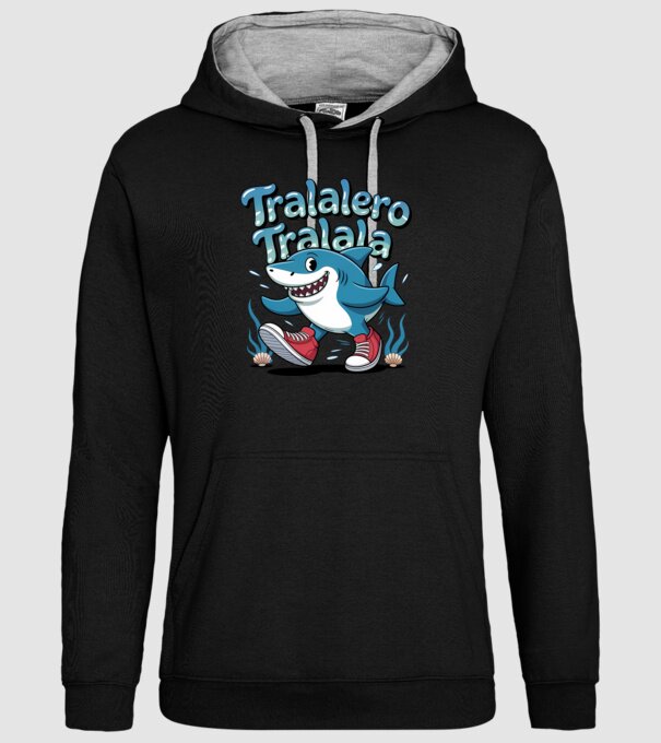 Tralalero Tralala drăguț model negru pe tricou