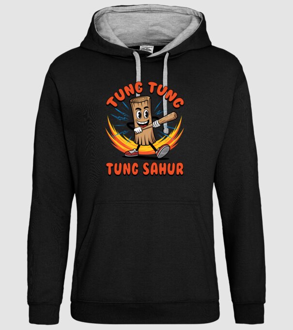 Tung Tung Tung Sahur drăguț model negru pe tricou