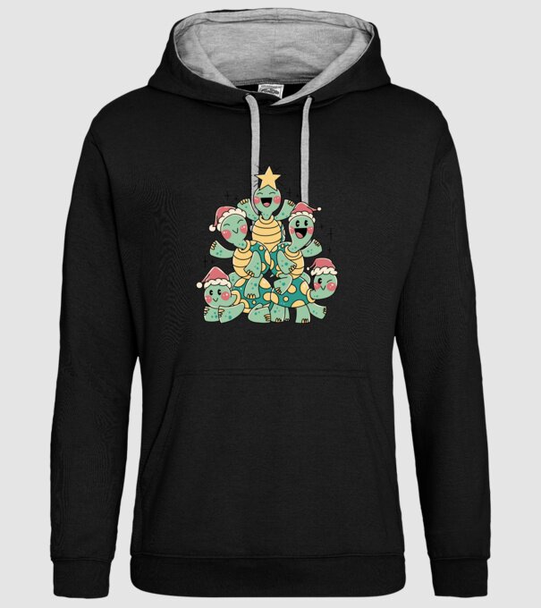 Turtle christmas tree model negru pe tricou