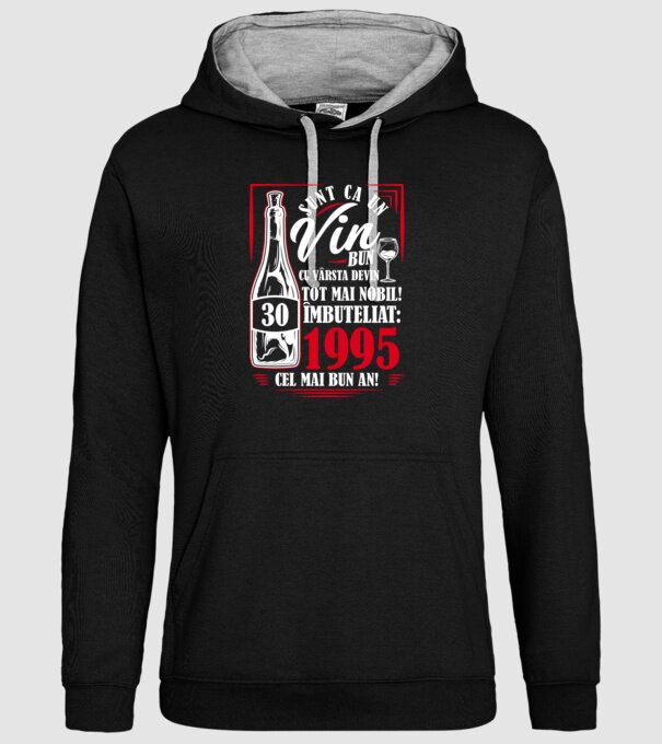 Un Vin Bun 1995 - Negru model negru pe tricou