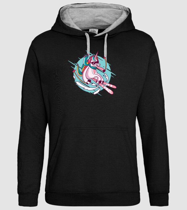 Unicorn ski model negru pe tricou