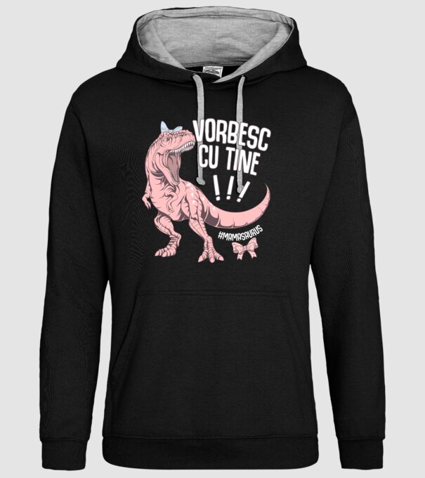 Vorbesc cu tine! #mamasaurus model negru pe tricou