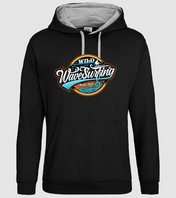 WaveSurfing model negru pe tricou