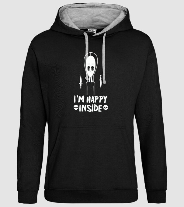 WEDNESDAY Happy inside model negru pe tricou