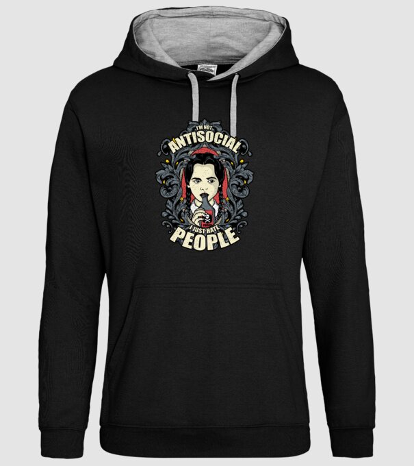 WEDNESDAY - Just hate people model negru pe tricou