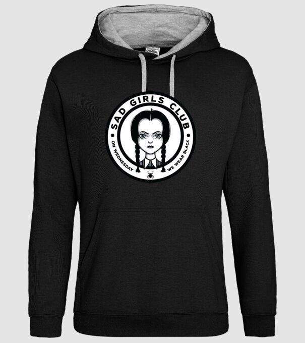 WEDNESDAY Sad Girls Club model negru pe tricou