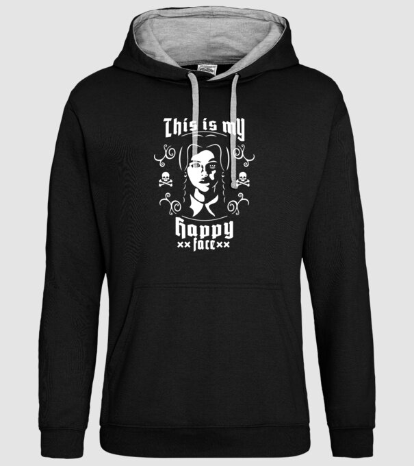 WEDNESDAY This is my happy face model negru pe tricou