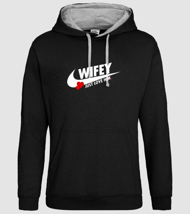 Wifey Just love him alb model negru pe tricou