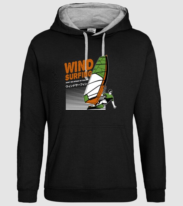Wind Surf model negru pe tricou