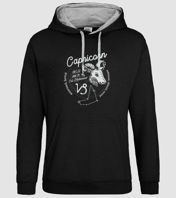 Zodiac femeie CAPRICORN retro model negru pe tricou