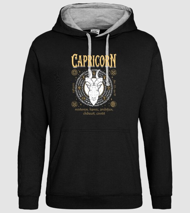 Zodiac bărbat CAPRICORN golden model negru pe tricou