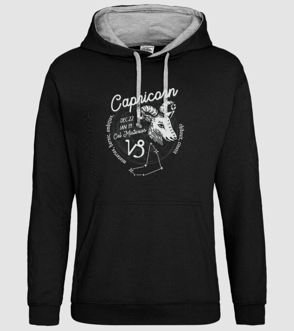 Zodiac bărbat CAPRICORN retro model negru pe tricou