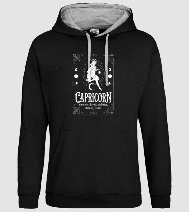 Zodiac bărbat CAPRICORN white model negru pe tricou