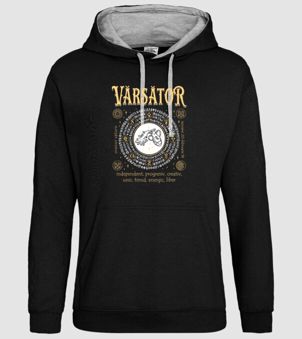 Zodiac bărbat VĂRSĂTOR golden model negru pe tricou