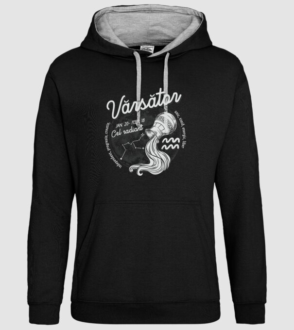 Zodiac bărbat VĂRSĂTOR retro model negru pe tricou