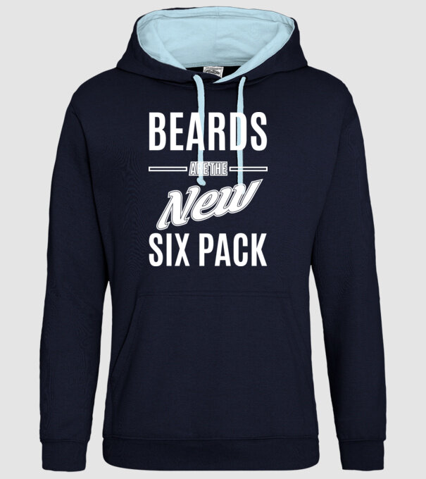 Beards are the new six pack model albastru închis pe tricou