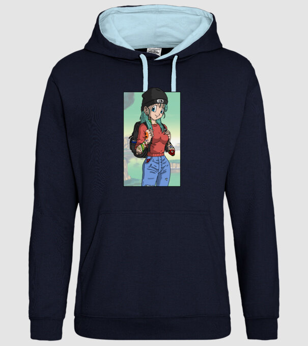 dragon ball bulma model albastru închis pe tricou