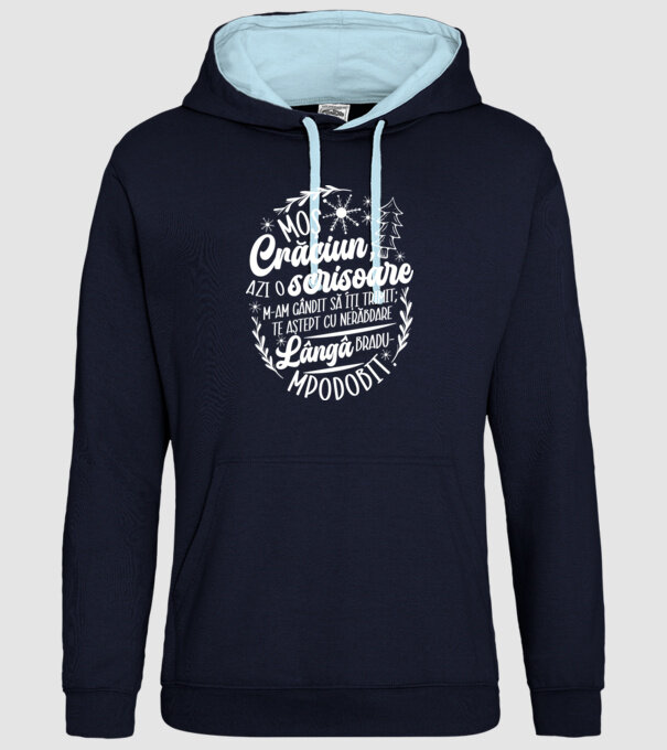 Moş Crăciun model albastru închis pe tricou