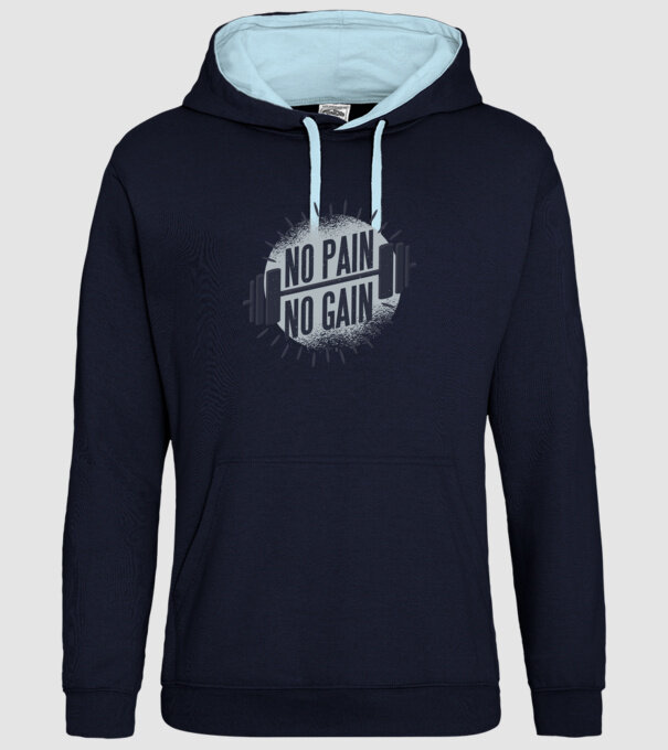 No pain no gain round model albastru închis pe tricou
