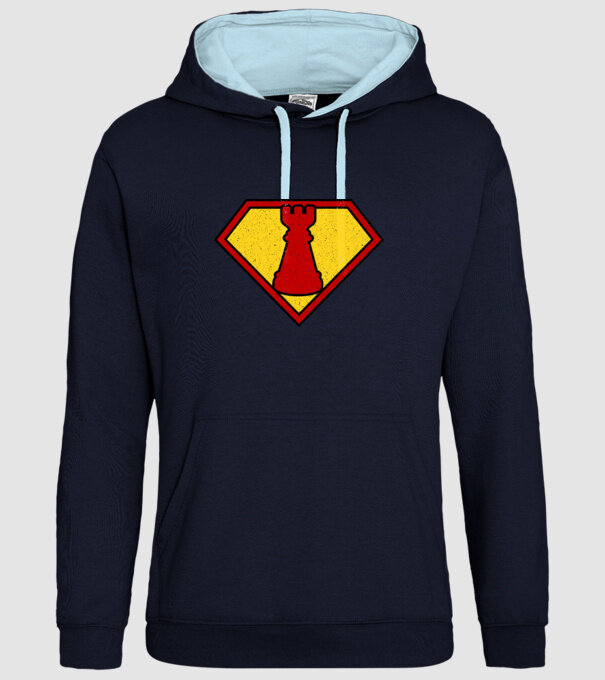 SuperChess turnul de sah model albastru închis pe tricou