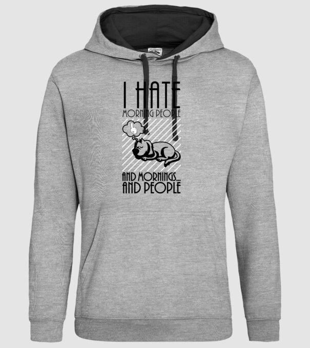 Urăsc dimineața model gri pe tricou
