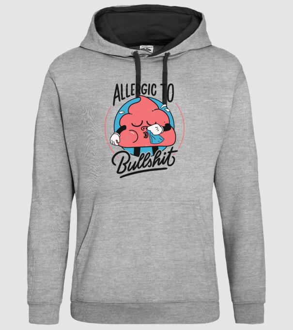 Allergic to bullshit antisocial model gri pe tricou