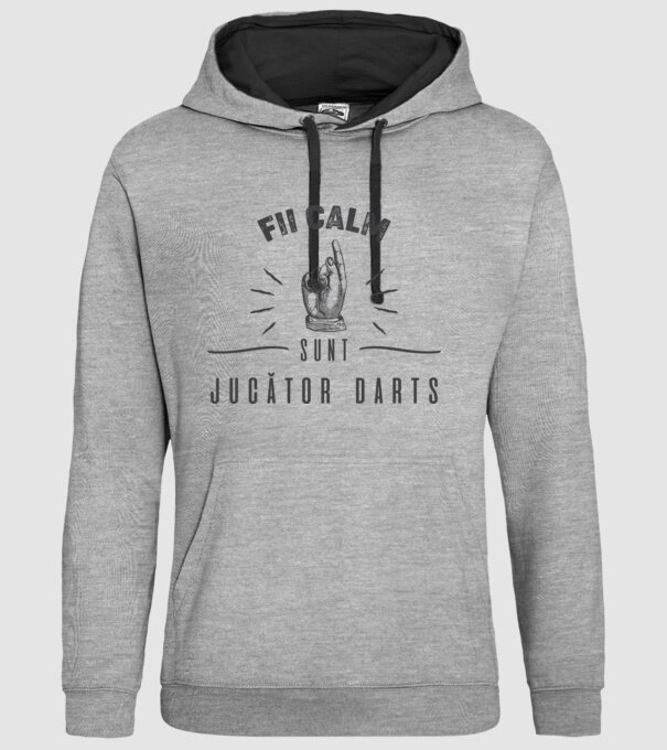 fii calm, sunt jucător darts model gri pe tricou