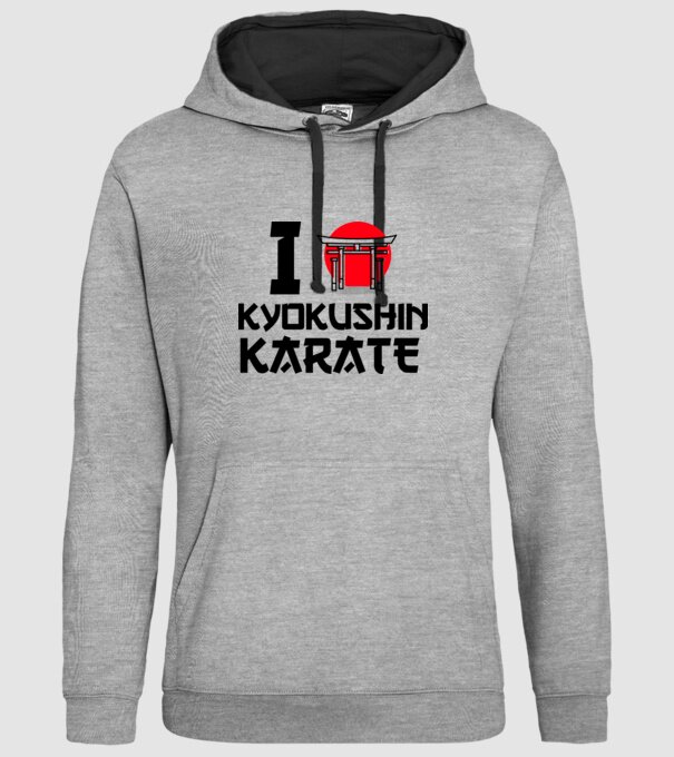 I love Kyokushin Karate model gri pe tricou