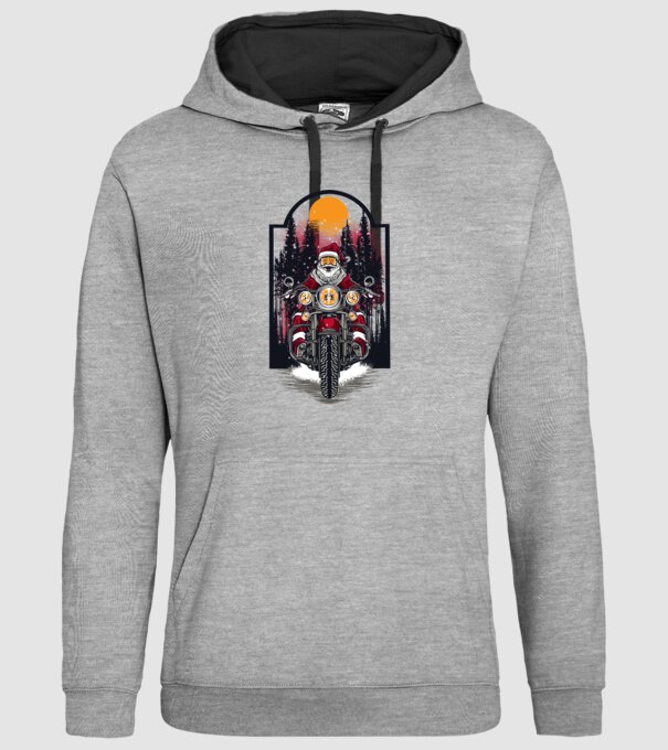 Motor santa model gri pe tricou