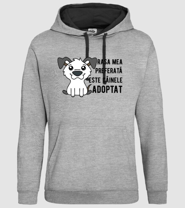 Rasa mea preferată este câinele adoptat model gri pe tricou