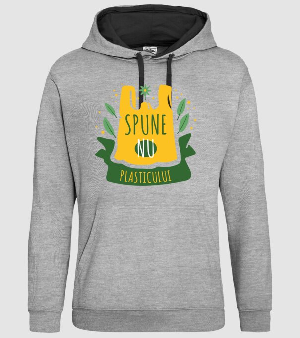spune nu plasticului model gri pe tricou