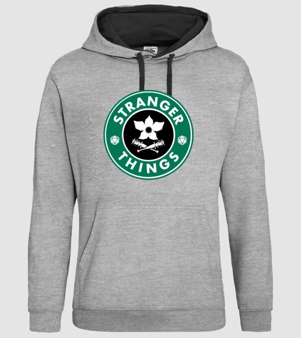 stranger things starbucks model gri pe tricou