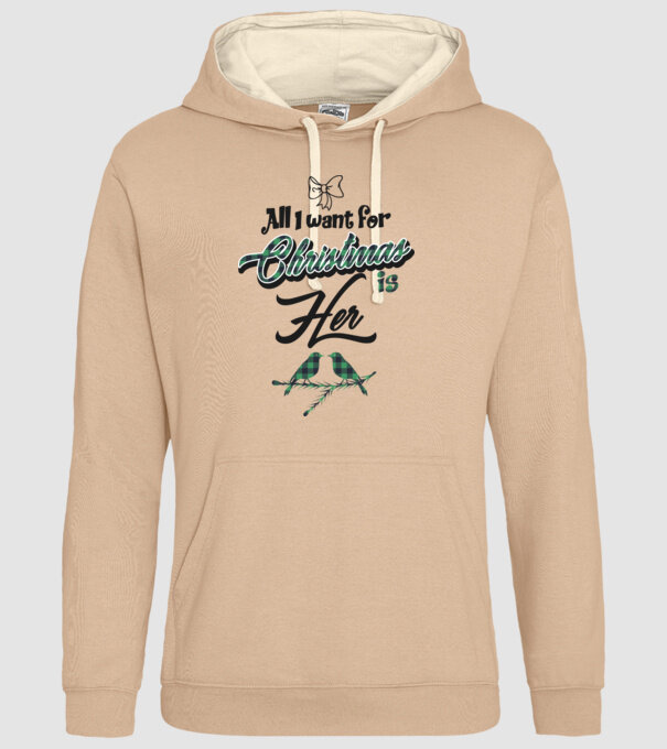 All i want for Christmas is Her model nisipiu pe tricou