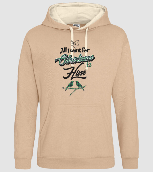 All i want for Christmas is Him model nisipiu pe tricou