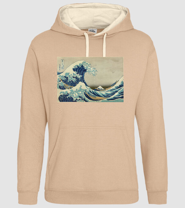 Great Wave of Kanagawa mască model nisipiu pe tricou