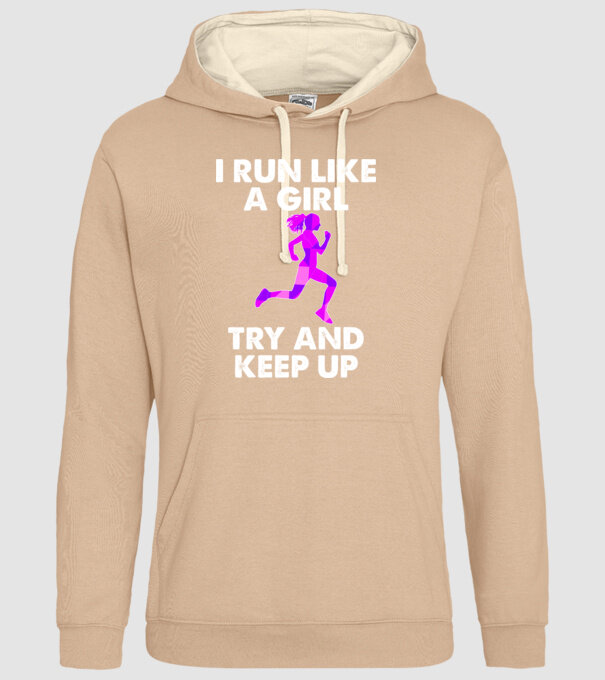 I run like a girl model nisipiu pe tricou