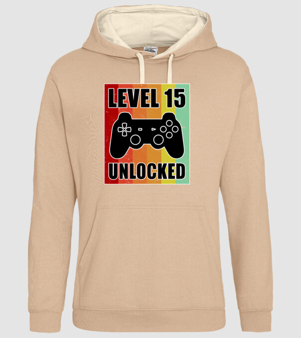 level 15 unlocked retro gamer model nisipiu pe tricou