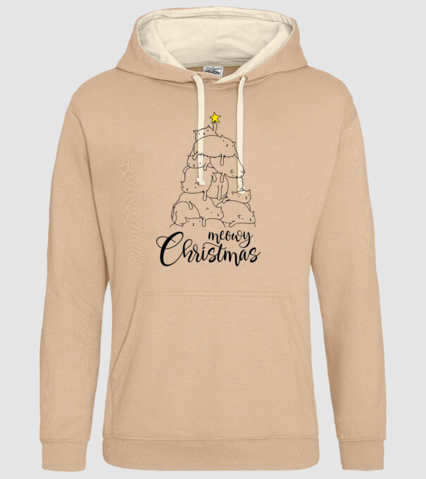 Meowy Christmas model nisipiu pe tricou