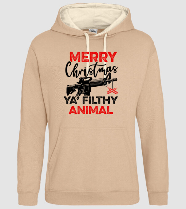 Merry Christmas Ya Filthy Animal model nisipiu pe tricou