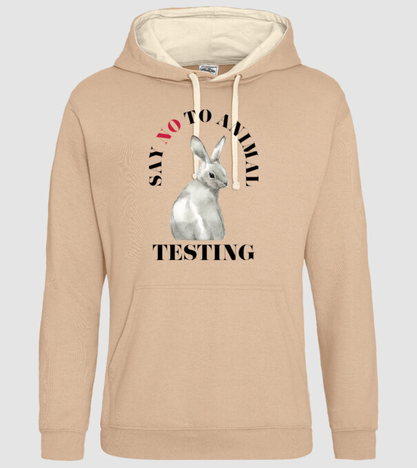 Say NO to animal testing model nisipiu pe tricou