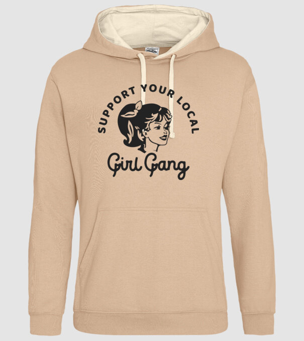 Support your local girl gang pe fond alb -01 model nisipiu pe tricou