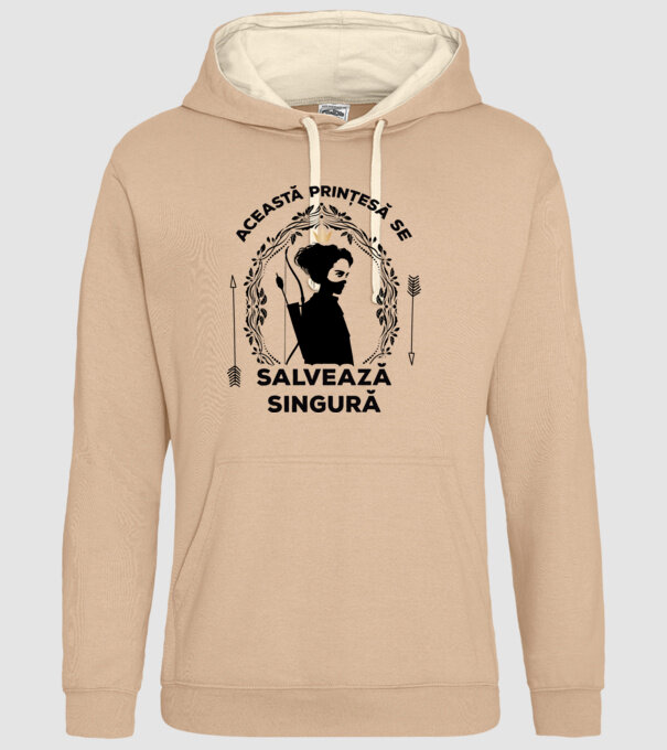 Această prințesă se salvează singură model nisipiu pe tricou
