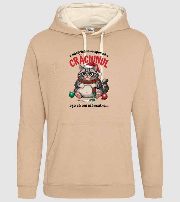 Am mâncat pasărea Crăciun pisică Alb model nisipiu pe tricou